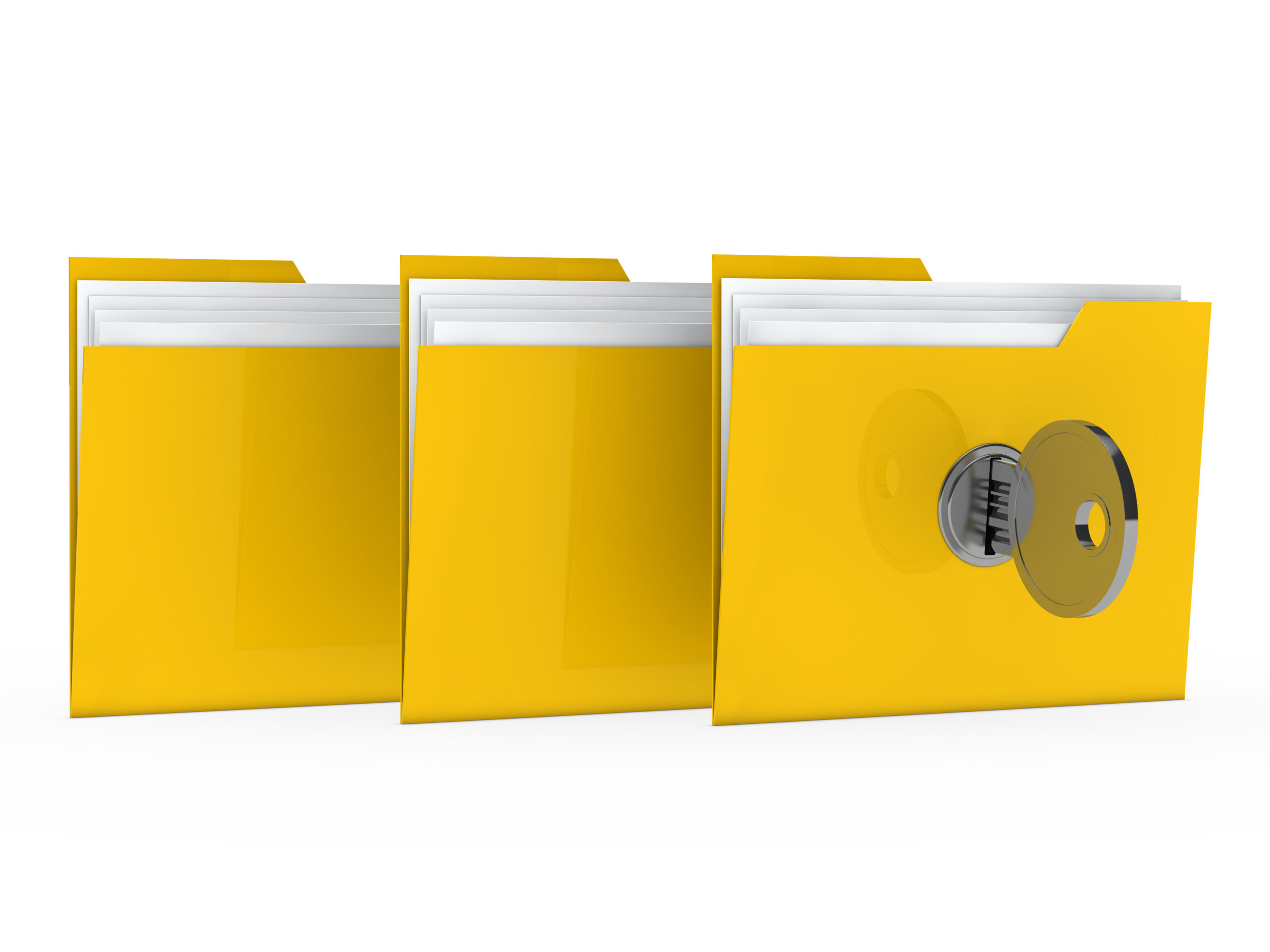 folder with key yellow data folder with paper key close